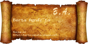 Berta Agnéta névjegykártya